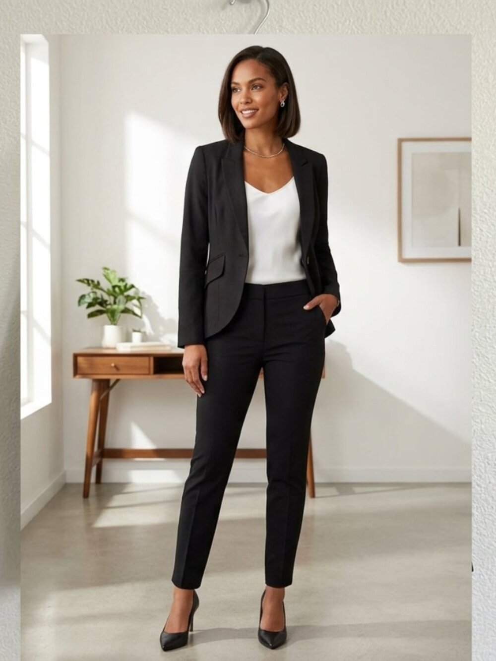 VINTAGE HAVANA Linen Blend Cardigan Jacket Lapel Fitted Galloon Detail Black S